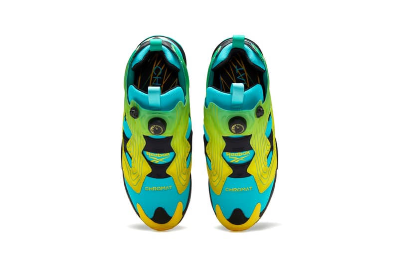 Chromat x Reebok Instapump Fury Collaboration Sneaker Release Information Closer Look Drop Date New York Fashion Week FW20 Fall Winter 2020 Emerald / Alert Yellow / Glacier Blue FY0825 Vector Blue / Glacier Blue / Black FY0826 Solar Orange / Alert Yellow / Black FZ3432