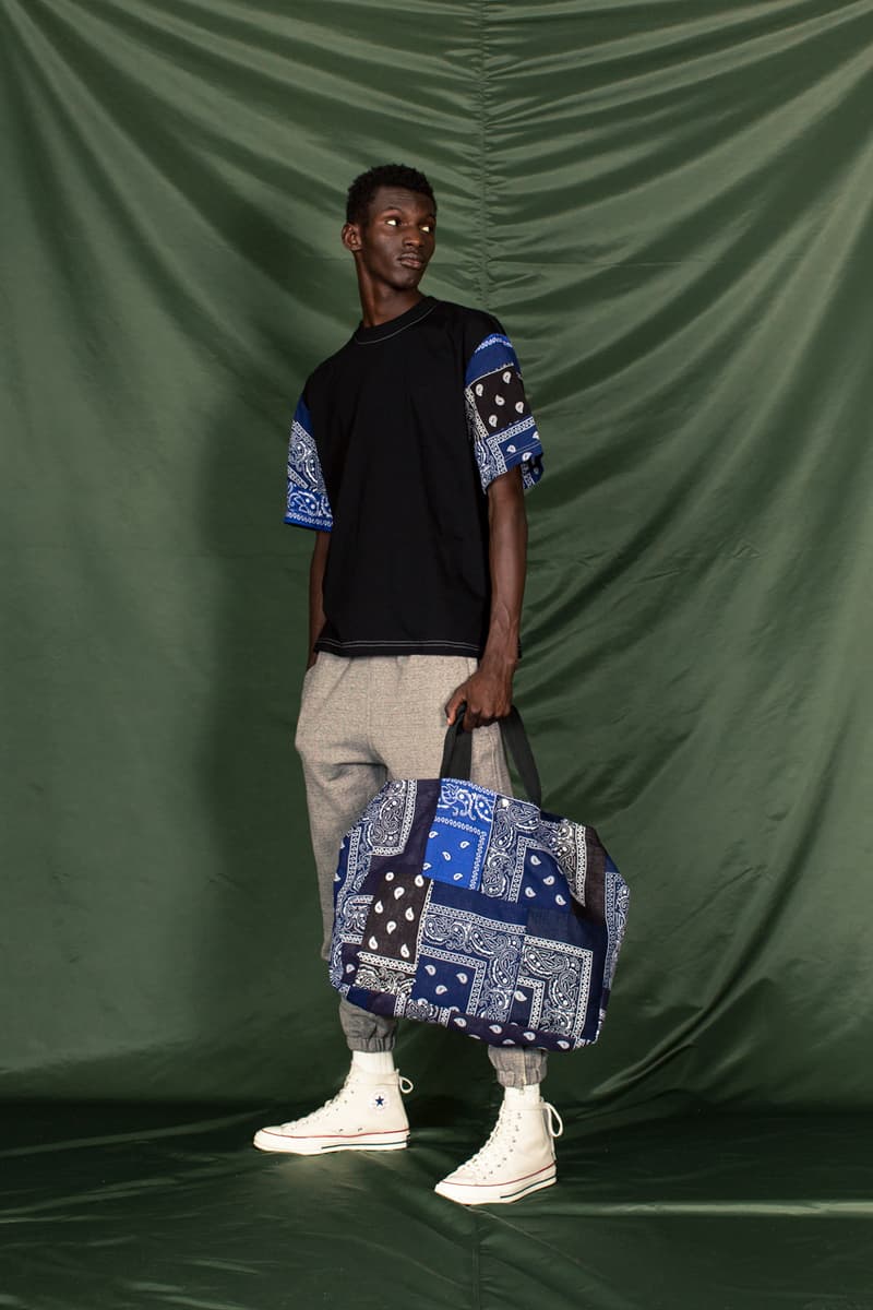 clothsurgeon PATCHWORK BANDANA_13 Collection Lookbook Rav Matharu Vintage Bandanas Patches Custom Reworked Pieces Saville Row Menswear Fashion Luxury Fishtail Parka Bowling Shirt Quilted Vest Collarless Jacket