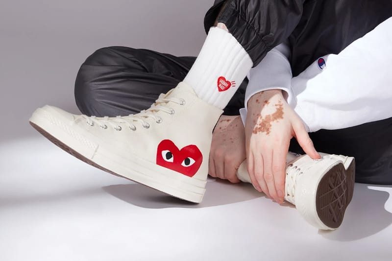 cream comme des garcon converse