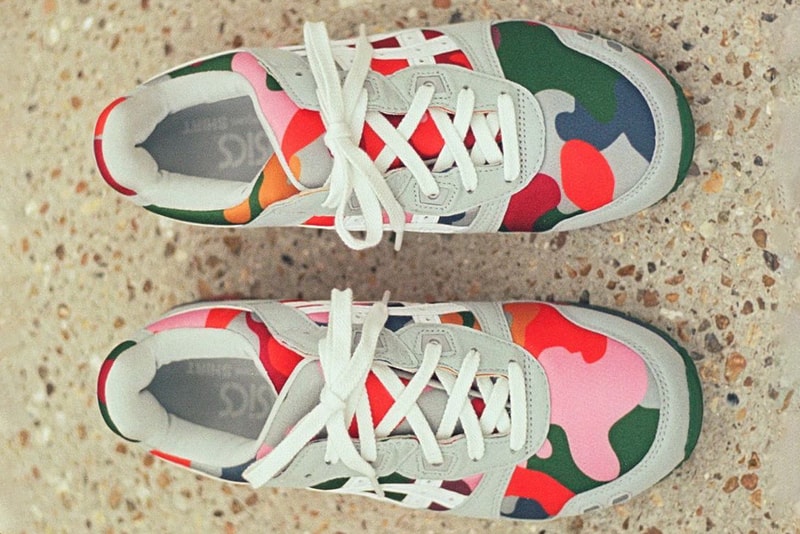 comme des garcons shirt asics gel lyte iii 3 grey white camo green pink olive red blue official release date info photos price store list buying guide