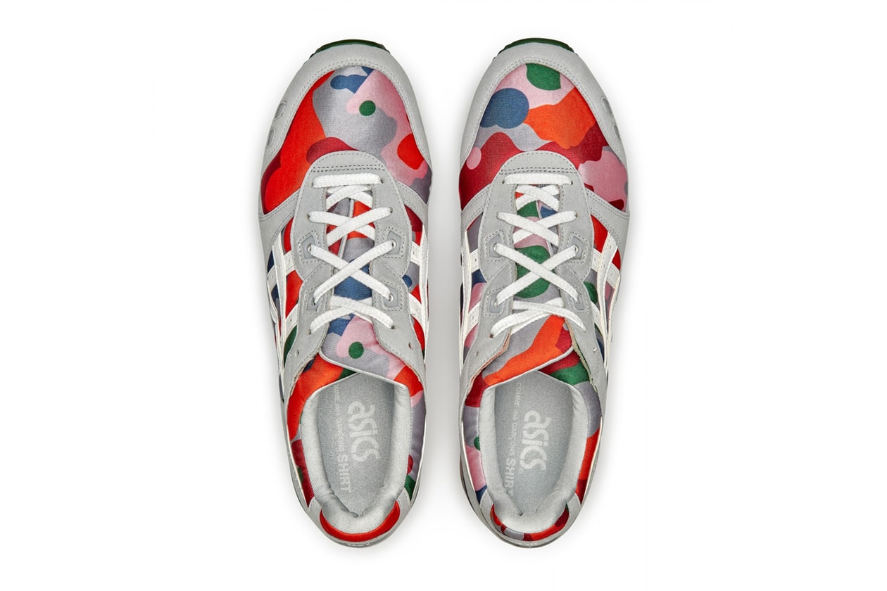 comme des garcons shirt asics gel lyte iii 3 grey white camo green pink olive red blue official release date info photos price store list buying guide