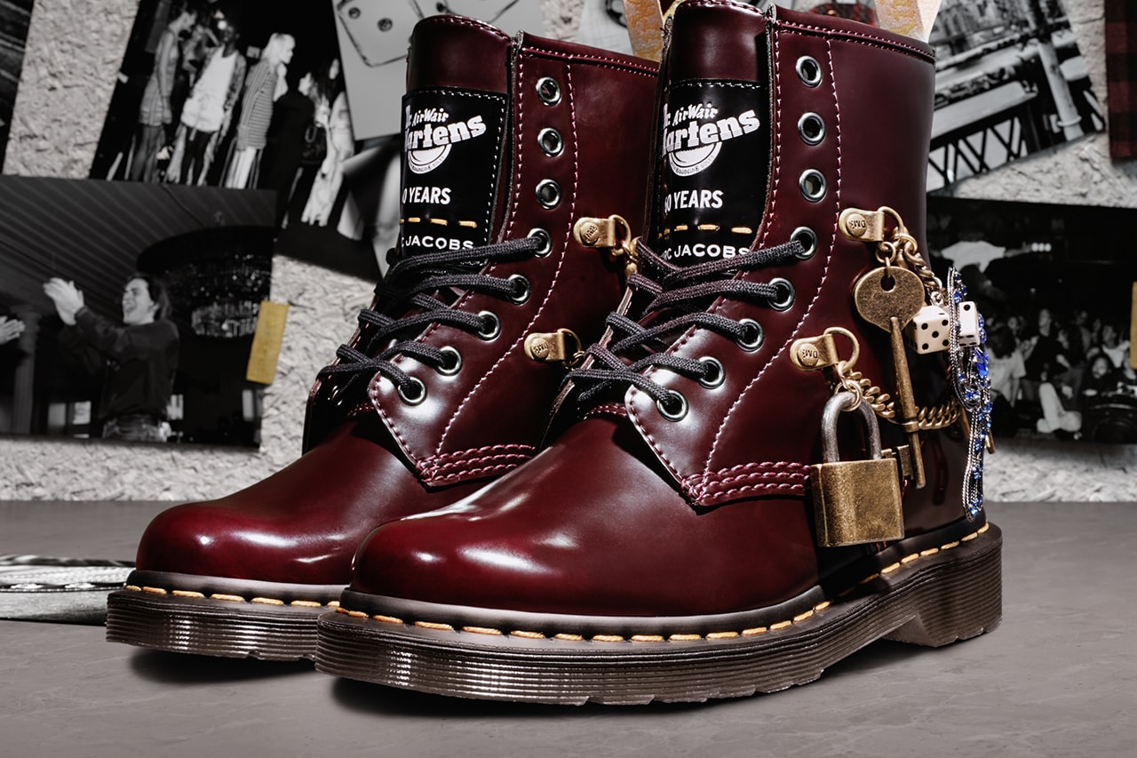 marc jacobs dr martens 1460 remastered vegan leather gold charms diamonds details buy cop purchase