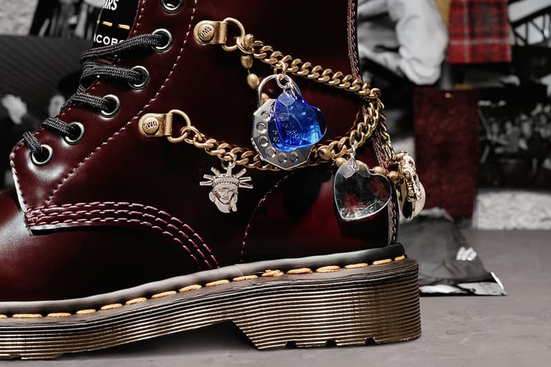 marc jacobs dr martens 1460 remastered vegan leather gold charms diamonds details buy cop purchase