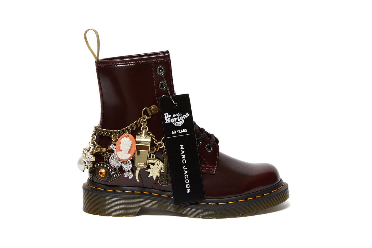 marc jacobs dr martens 1460 remastered vegan leather gold charms diamonds details buy cop purchase