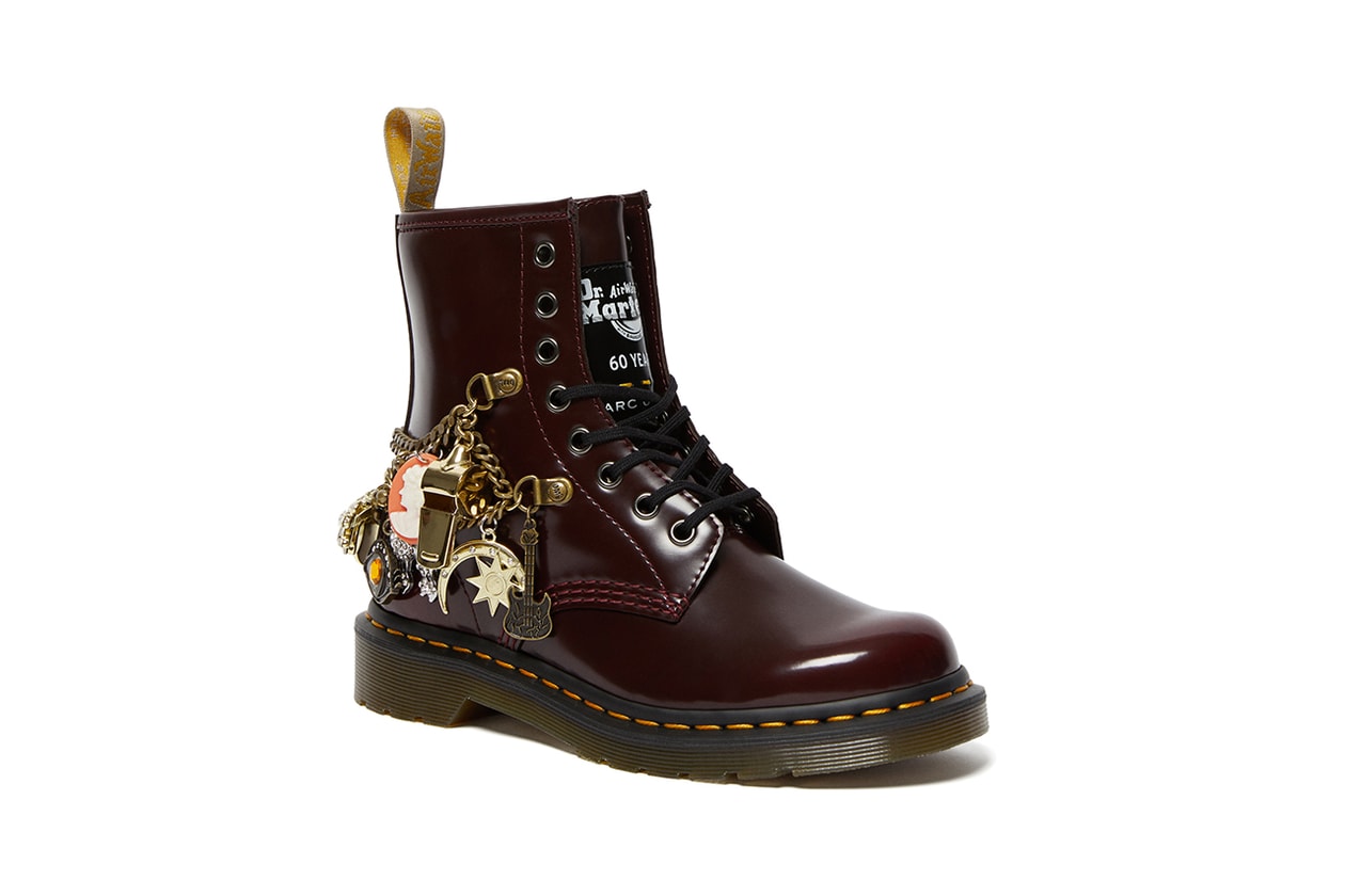 marc jacobs dr martens 1460 remastered vegan leather gold charms diamonds details buy cop purchase