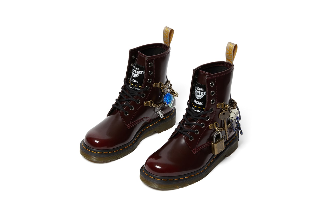 marc jacobs dr martens 1460 remastered vegan leather gold charms diamonds details buy cop purchase