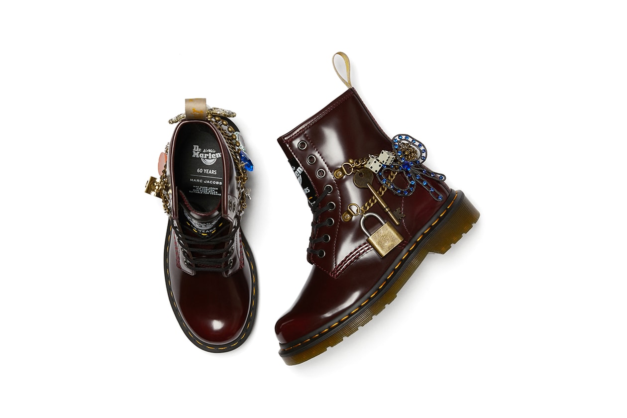 marc jacobs dr martens 1460 remastered vegan leather gold charms diamonds details buy cop purchase