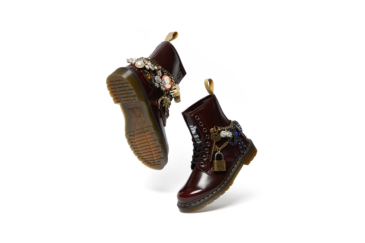 marc jacobs dr martens 1460 remastered vegan leather gold charms diamonds details buy cop purchase