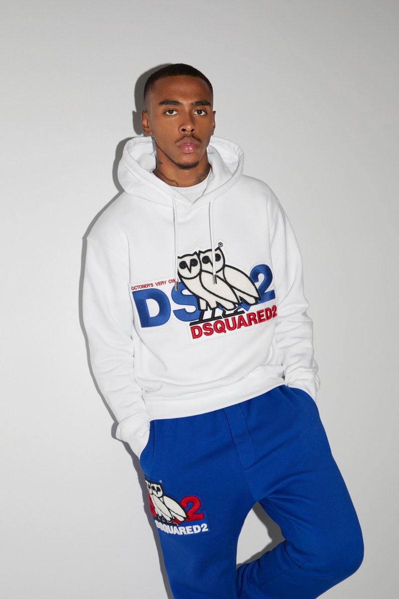 Dsquared2 OVO Octobers Very Own second collaboration apparel accessories owl blue white red black