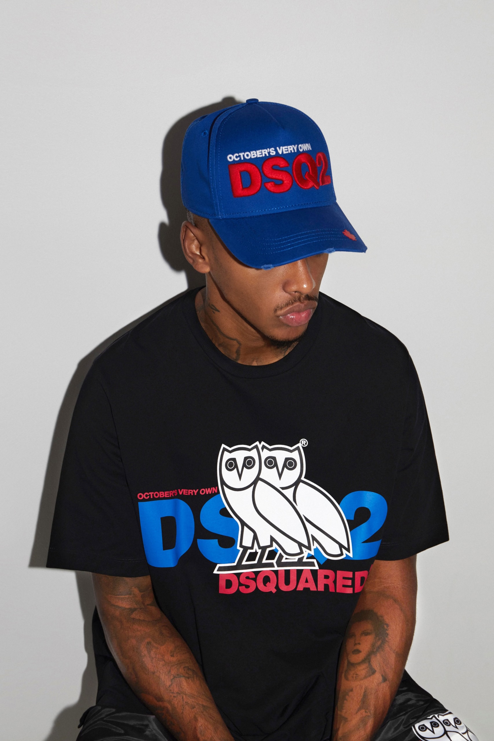 Dsquared2 OVO Octobers Very Own second collaboration apparel accessories owl blue white red black
