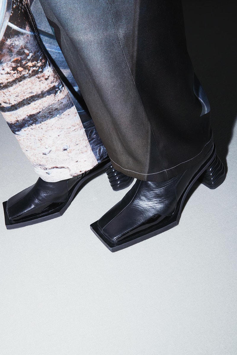 Eytys Gaia Boots Patent Tumbled Leather Avant Garde Square Toe Heeled Unisex Silhouette Luxury Footwear Fall Winter 2020 Brown Black Silver Spice 