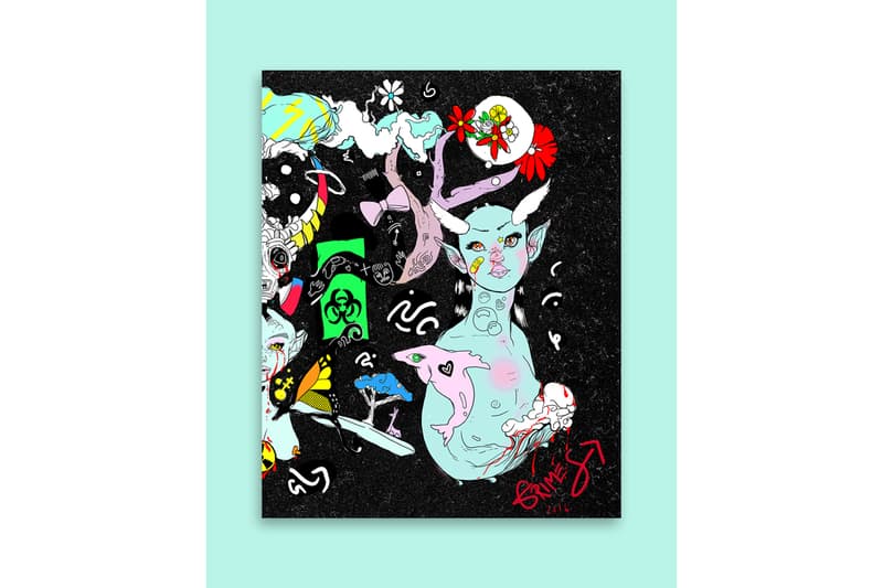 Grimes Charity Art Drops eBay & Maccarone Gallery digital prints apparel video fashion t-shirts carbon180 climate coloring book drawings
