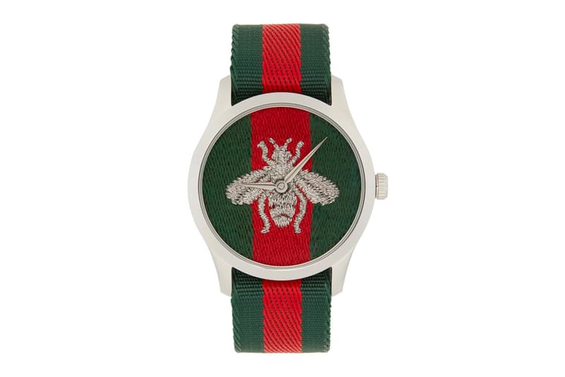 Gucci Silver G Timeless Web Bee Watch menswear streetwear spring summer 2020 collection ss20 accessories fashion luxury piece
