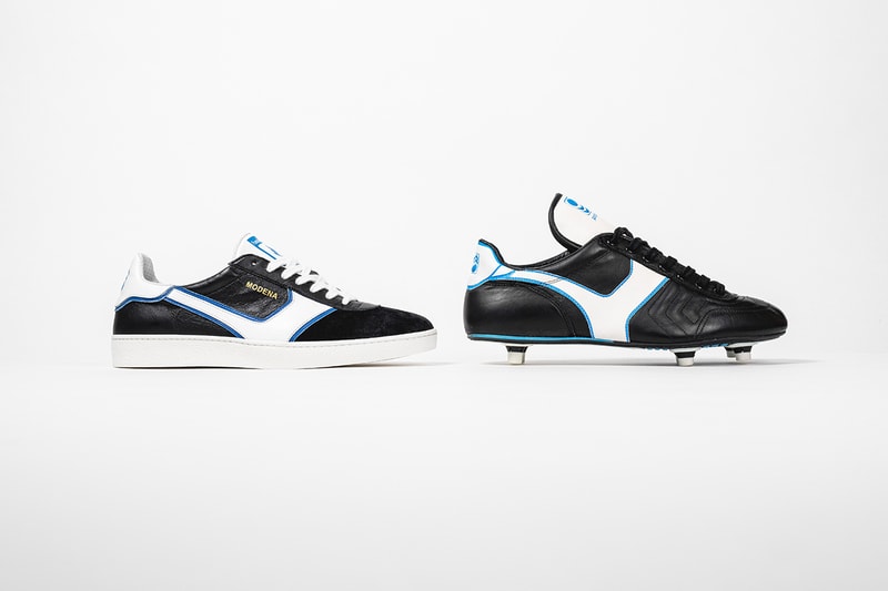hanon pantofola d'oro modena release information football black leather classic white side stripe blue details buy cop purchase limited edtion