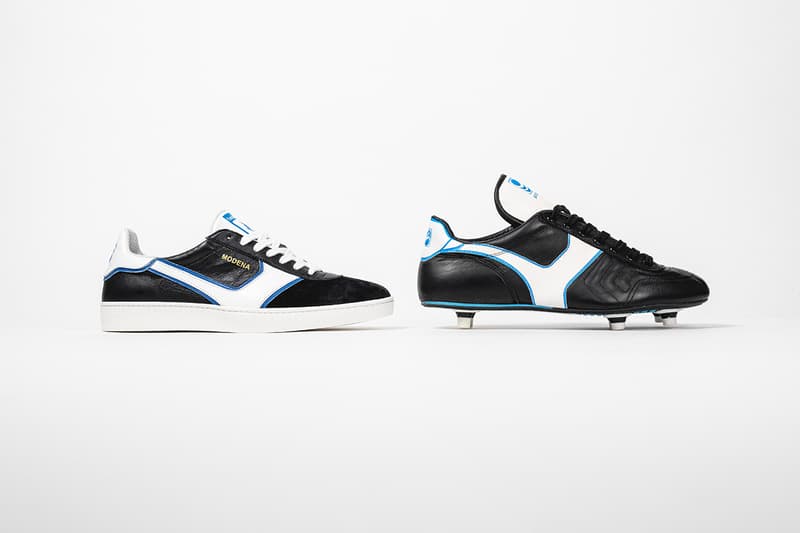 hanon pantofola d'oro modena release information football black leather classic white side stripe blue details buy cop purchase limited edtion