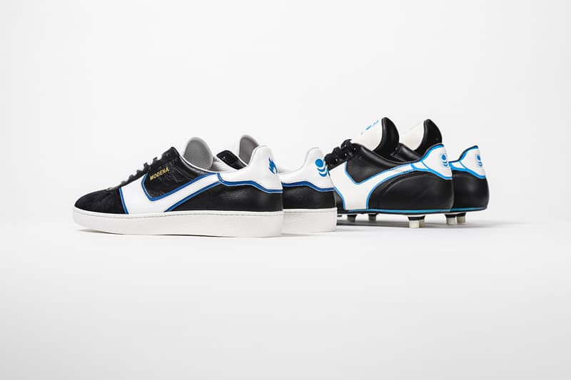 hanon pantofola d'oro modena release information football black leather classic white side stripe blue details buy cop purchase limited edtion