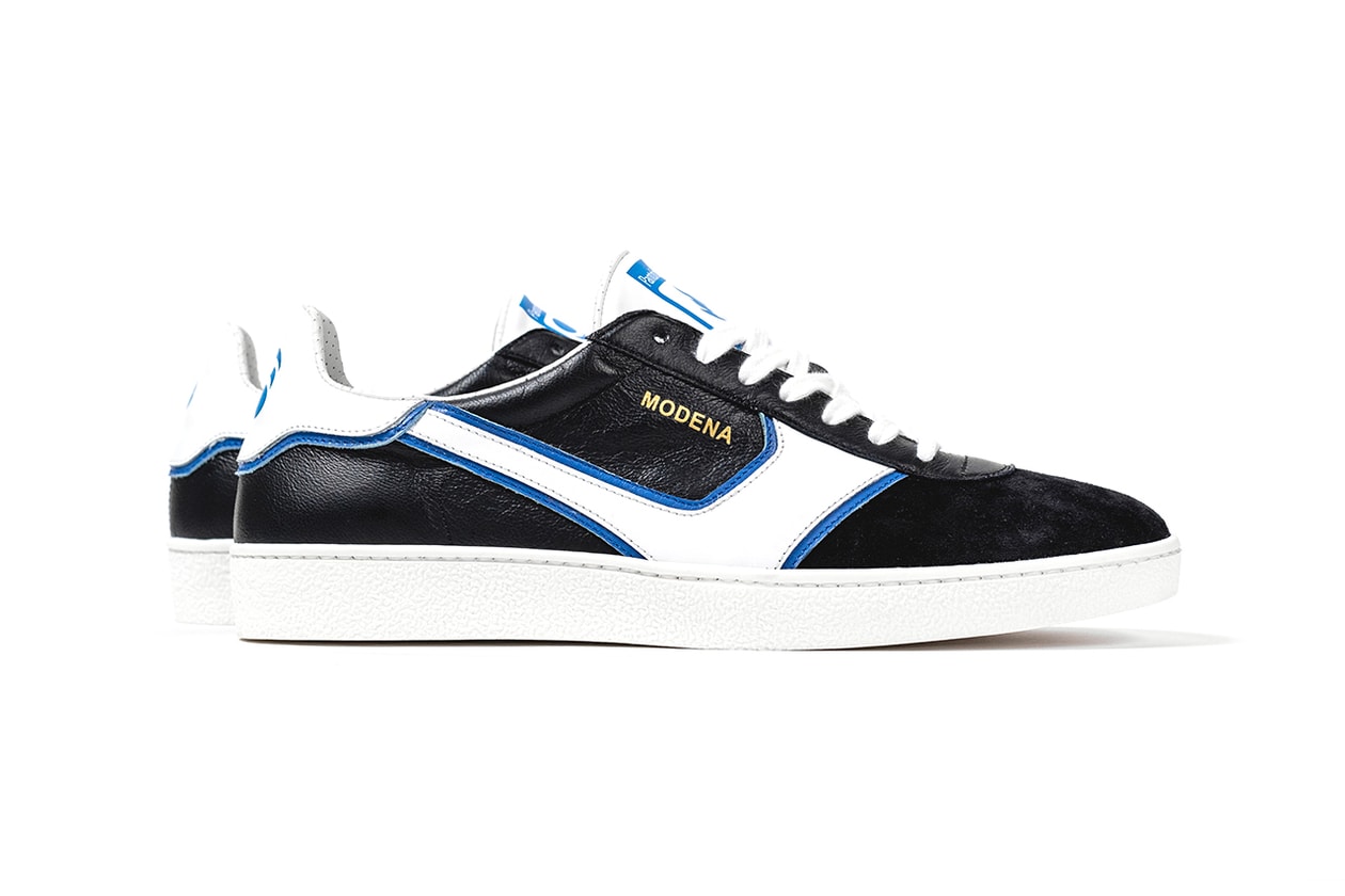 hanon pantofola d'oro modena release information football black leather classic white side stripe blue details buy cop purchase limited edtion