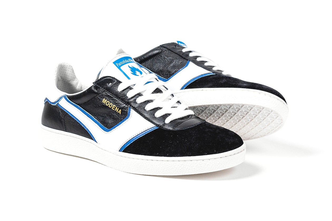 hanon pantofola d'oro modena release information football black leather classic white side stripe blue details buy cop purchase limited edtion