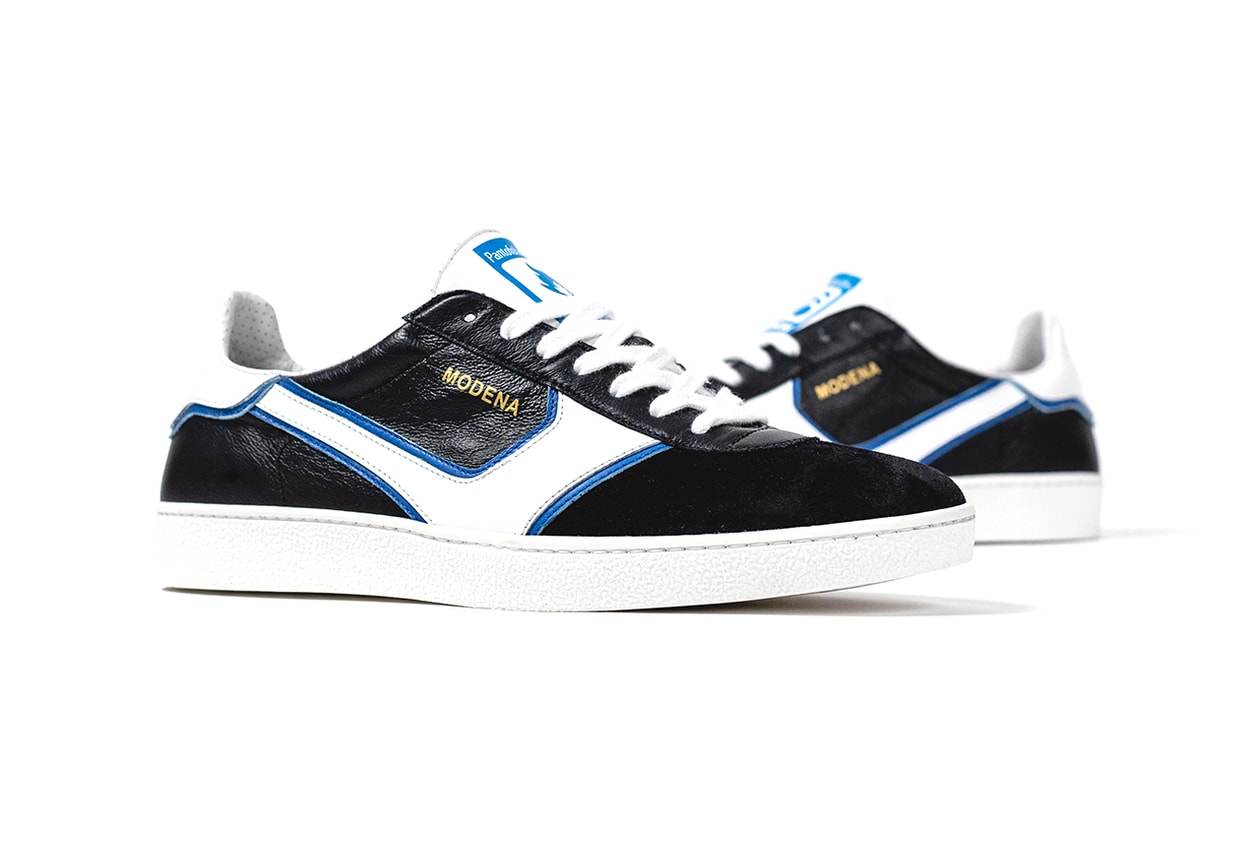 hanon pantofola d'oro modena release information football black leather classic white side stripe blue details buy cop purchase limited edtion