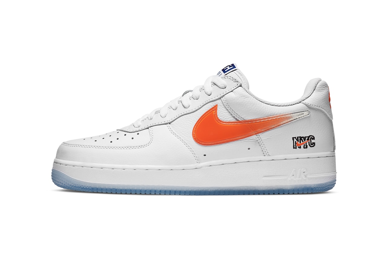 kith ronnie fieg nike sportswear air force 1 low nyc new york city white rush blue brilliant orange CZ7928 100 official release date info photos price store list buying guide