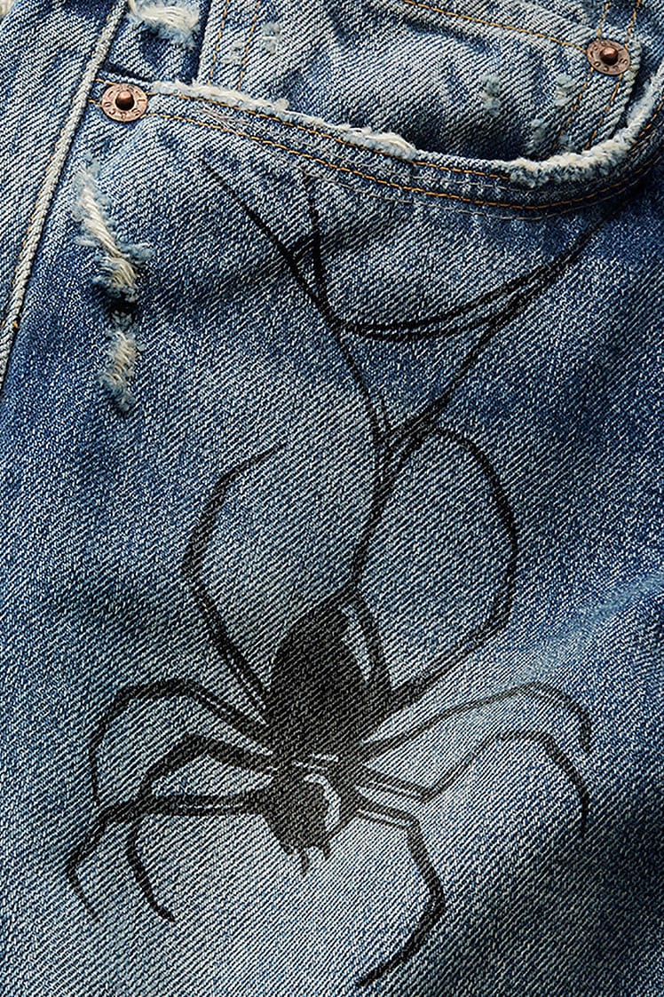 Upcycled Spider Web Halloween Hand Painted Denim Jacket Upcycled Unisex  Jacket M | eBay