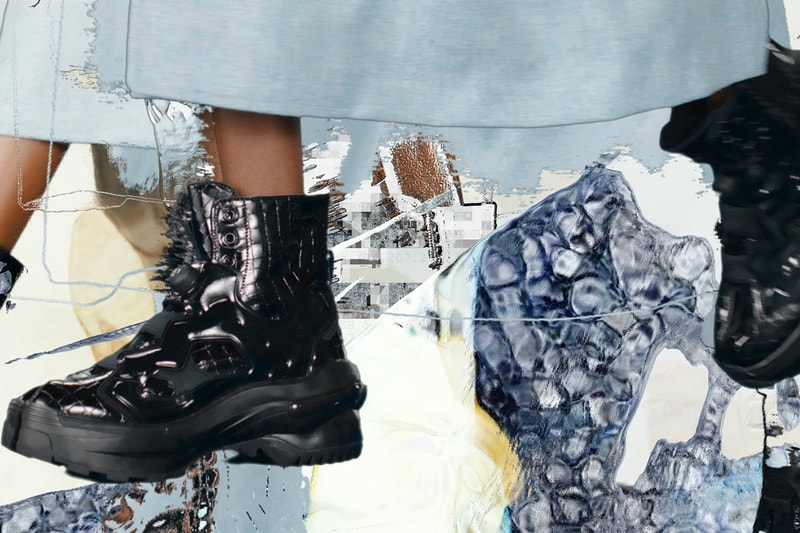 Margiela x Reebok Creative Director John Galliano Instapump Fury Tabi boot Hexalite flat version Graphlite heeled version flexibility stability co-branding shoe launch high fashion french house american sportswear drip hybridized PFW two iconic shoe designs silhouettes