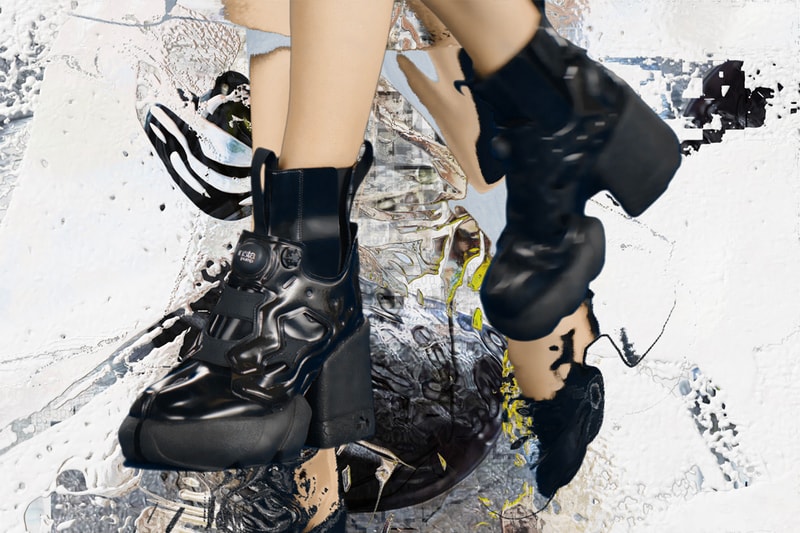 Margiela x Reebok Creative Director John Galliano Instapump Fury Tabi boot Hexalite flat version Graphlite heeled version flexibility stability co-branding shoe launch high fashion french house american sportswear drip hybridized PFW two iconic shoe designs silhouettes