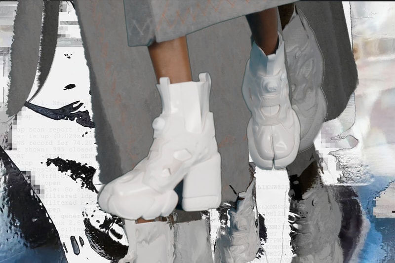 Margiela x Reebok Creative Director John Galliano Instapump Fury Tabi boot Hexalite flat version Graphlite heeled version flexibility stability co-branding shoe launch high fashion french house american sportswear drip hybridized PFW two iconic shoe designs silhouettes