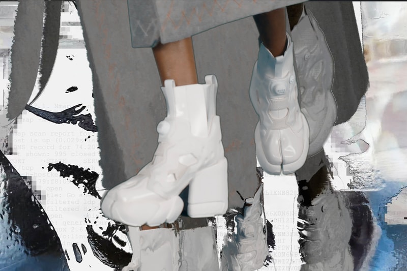 Margiela x Reebok Creative Director John Galliano Instapump Fury Tabi boot Hexalite flat version Graphlite heeled version flexibility  stability co-branding shoe launch high fashion french house american sportswear drip hybridized PFW two iconic shoe designs silhouettes