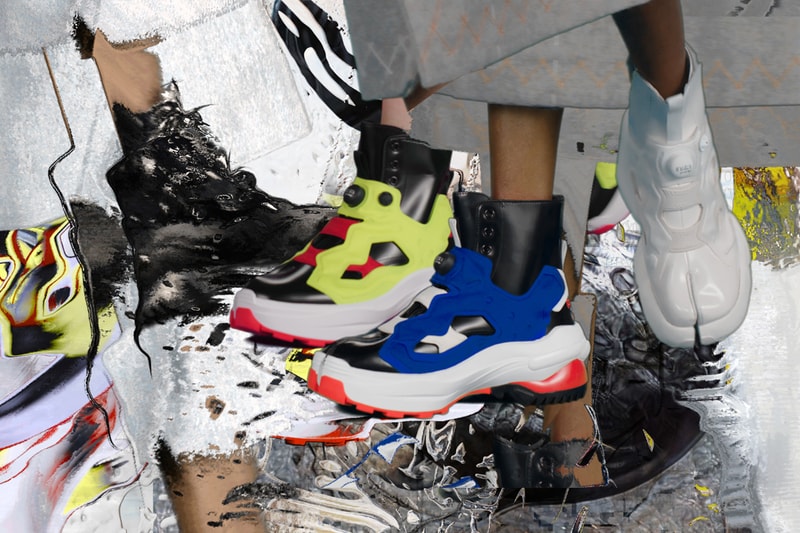 Margiela x Reebok Creative Director John Galliano Instapump Fury Tabi boot Hexalite flat version Graphlite heeled version flexibility  stability co-branding shoe launch high fashion french house american sportswear drip hybridized PFW two iconic shoe designs silhouettes