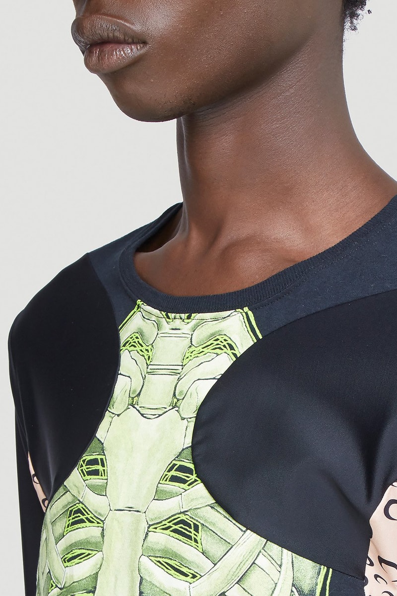 Marine Serre Skeleton Long-Sleeve T-Shirt Black Half Moon Print Tight Top Unisex LN-CC Halloween Fall Winter 2020 FW20 Neon Green Graphic Spooky