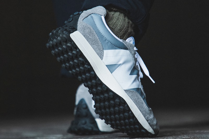 New Balance 327 "Gray/White" Re-Release Raffle Stock HBX On Foot Images Sneaker Release Information Split Pack Leather Suede Nylon 70s Inspired Vintage Retro Runner