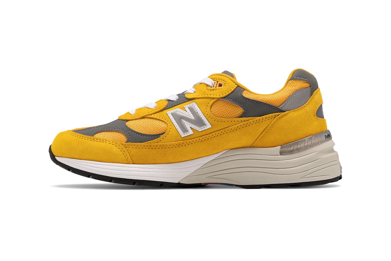 New Balance 992 sneaker colorways yellow grey jjjjound release information autumnal orange