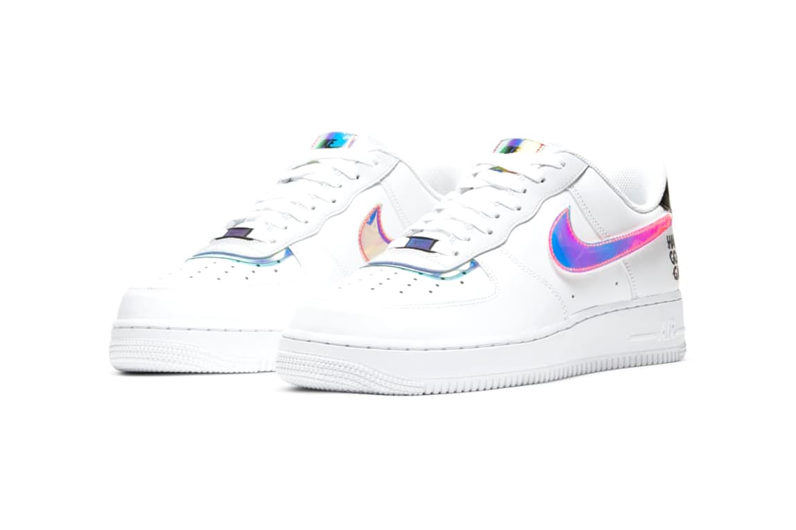 pink holographic air force 1