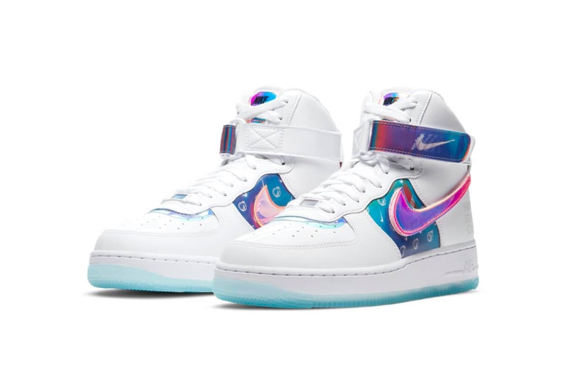 Nike Air Force 1 "Good Game" Pack Low '07 LV8 Hi LX Sneaker Release Information Drop Date Closer Look Metallic Iridescent Shiny Color Flip Hologram Reflective 