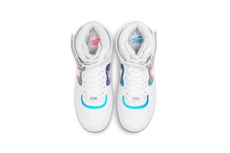 Nike Air Force 1 "Good Game" Pack Low '07 LV8 Hi LX Sneaker Release Information Drop Date Closer Look Metallic Iridescent Shiny Color Flip Hologram Reflective 
