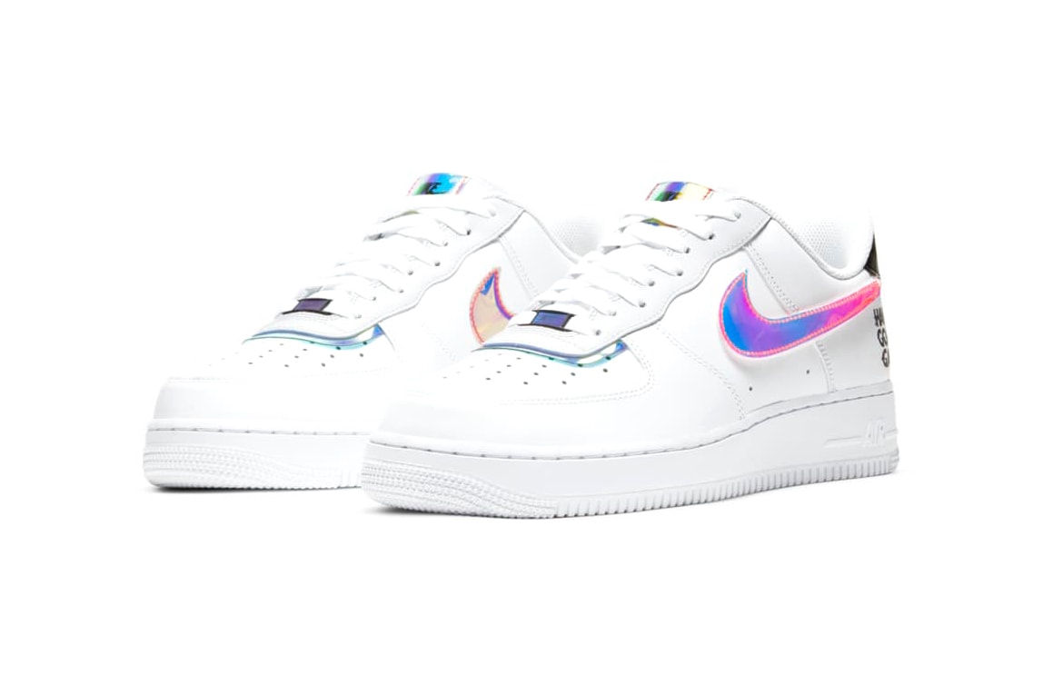Nike Air Force 1 "Good Game" Pack Low '07 LV8 Hi LX Sneaker Release Information Drop Date Closer Look Metallic Iridescent Shiny Color Flip Hologram Reflective 