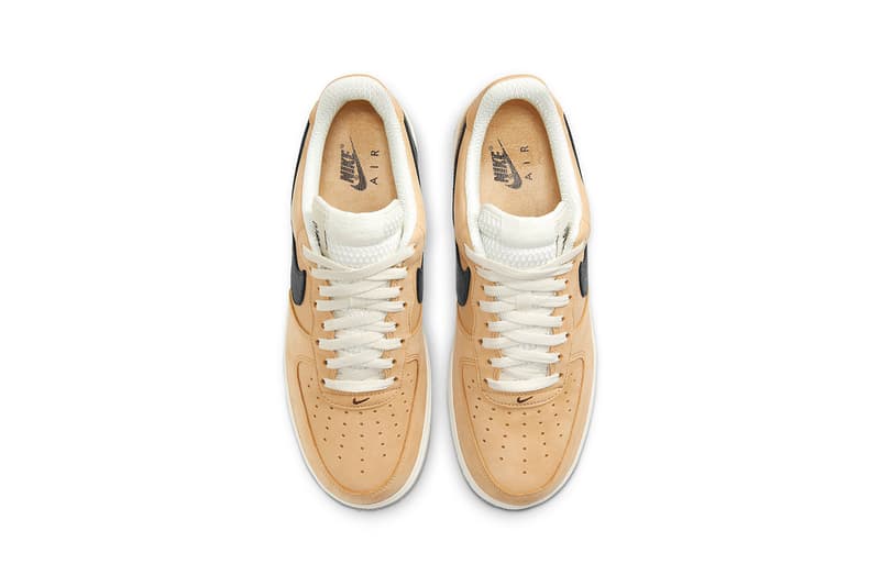 Nike Air Force 1 "Manchester Bee" DC1939-200 Sneaker Release Information British England United Kingdom Footwear Drop Date Closer First Look Embroidery Tan Suede Tumbled Leather Swoosh AF1