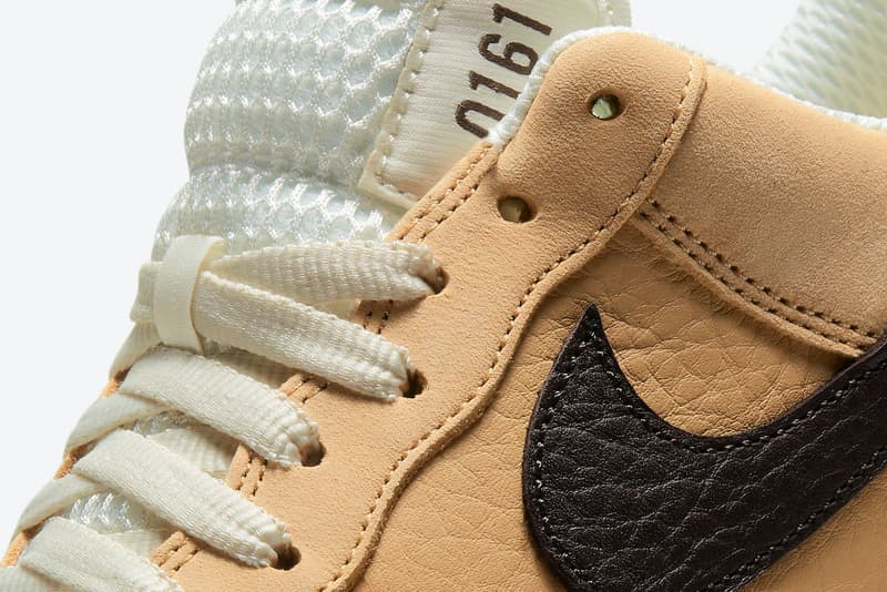 Nike Air Force 1 "Manchester Bee" DC1939-200 Sneaker Release Information British England United Kingdom Footwear Drop Date Closer First Look Embroidery Tan Suede Tumbled Leather Swoosh AF1