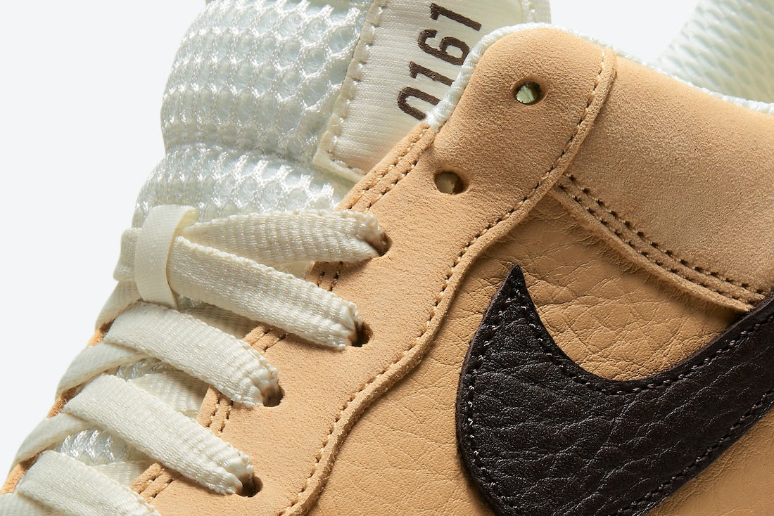 Nike Air Force 1 "Manchester Bee" DC1939-200 Sneaker Release Information British England United Kingdom Footwear Drop Date Closer First Look Embroidery Tan Suede Tumbled Leather Swoosh AF1