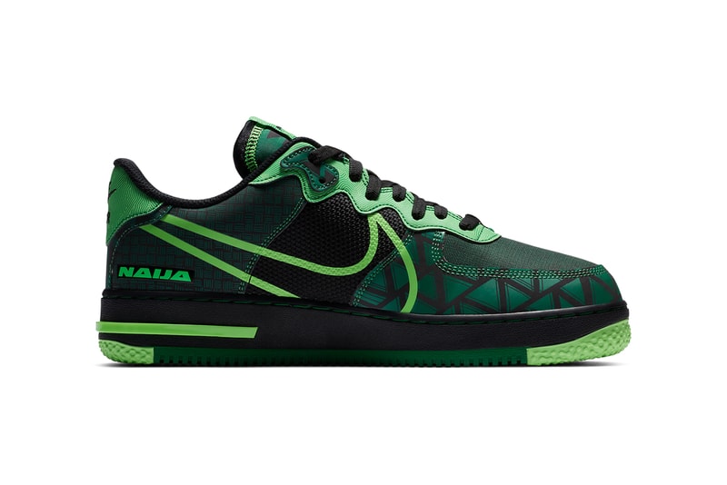 nike sportswear air force 1 react naija nigerian national football soccer team super eagles black pine green strike CW3918 001 official release date info photos price store list buying guide