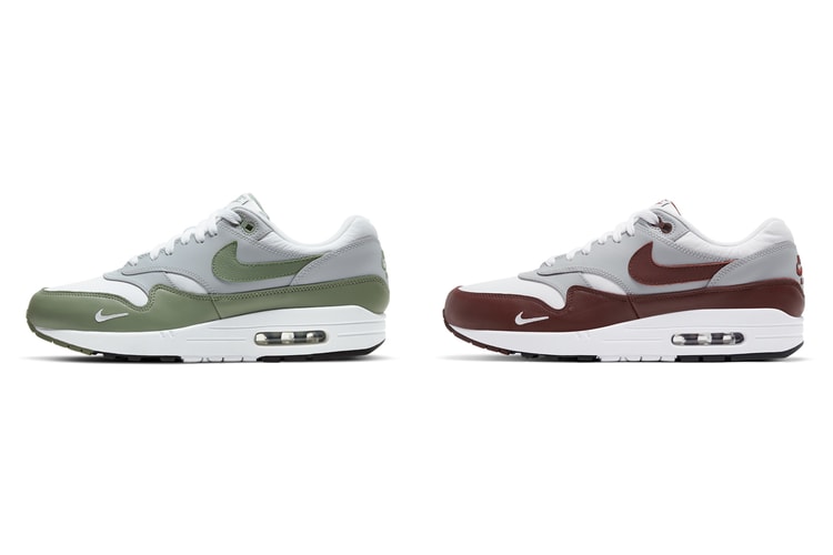 Mini Swooshes Return on the Nike Air Max 1 "Spiral Sage" and "Mystic Dates"