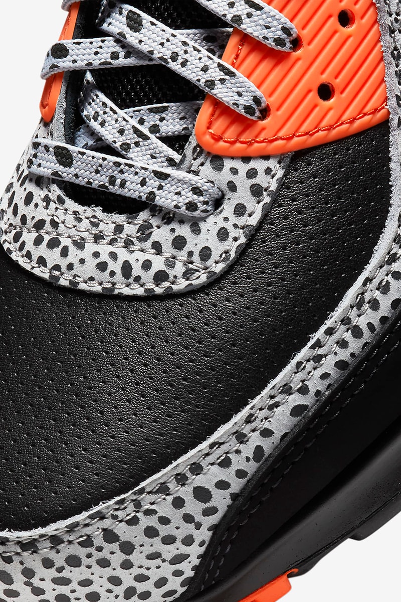 nike air max 90 safari black white safety orange details DA5427-001 release information buy cop purchase hanon