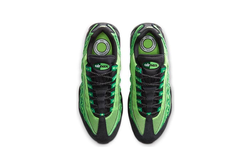 Nike Air Max 95 "Nigeria" CW2360-300 "Pine Green/Black/Sub Lime/White" Nigerian National Football Team Sneaker Release Information Closer Look Footwear AM95 Print Pattern Detail Limited Edition