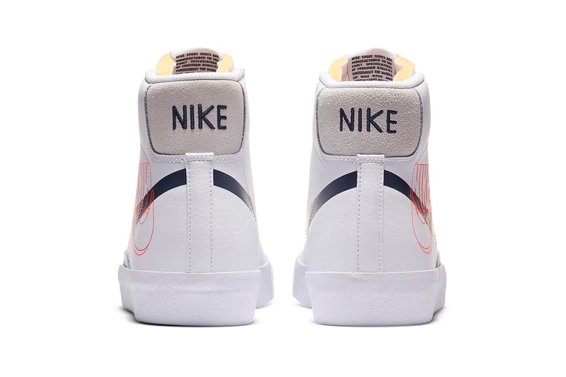 Nike Blazer Mid '77 "White/Sail/Summit White/Midnight Navy" DA4651-100 OG Basketball Sneaker Footwear Release Information Closer Look Double Swoosh Logo Tick 