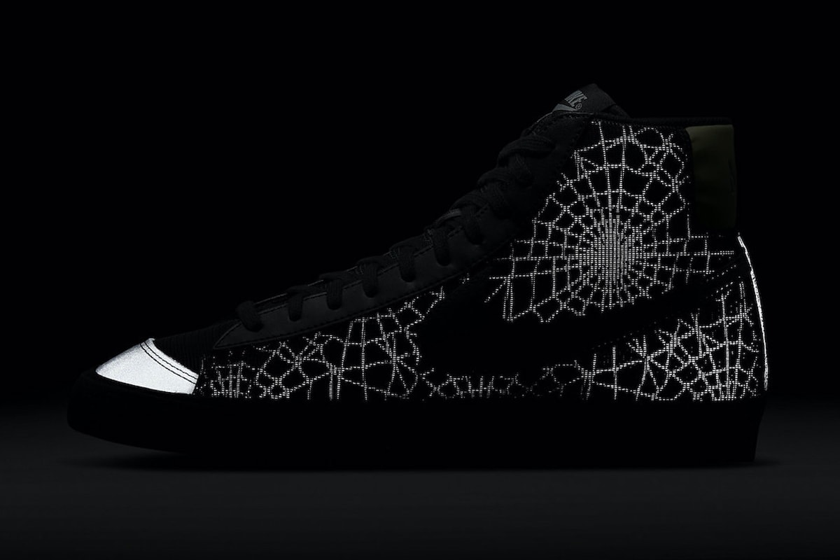 Nike Blazer Mid Spider Web Release dc1929-001 Date Info Buy Price Halloween Black 3M Reflective