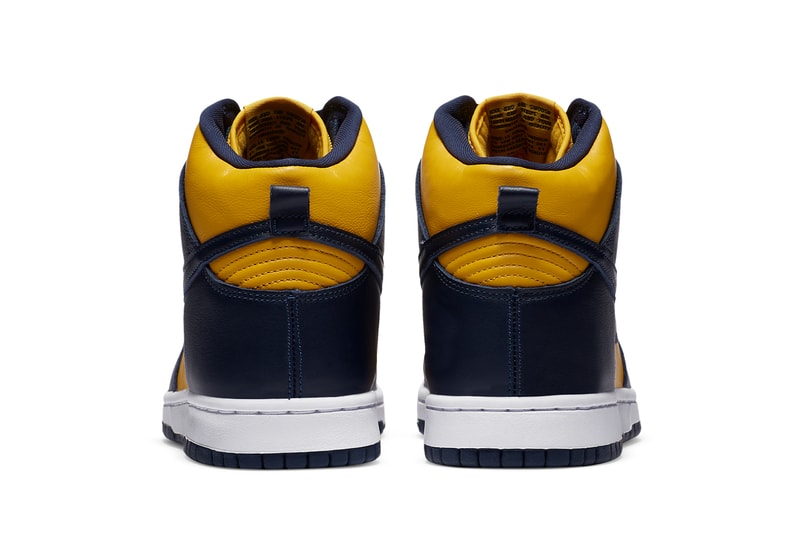 nike sportswear dunk high Michigan wolverines og varsity maize midnight navy white CZ8149 700 official release date info photos raffle price store list buying guide