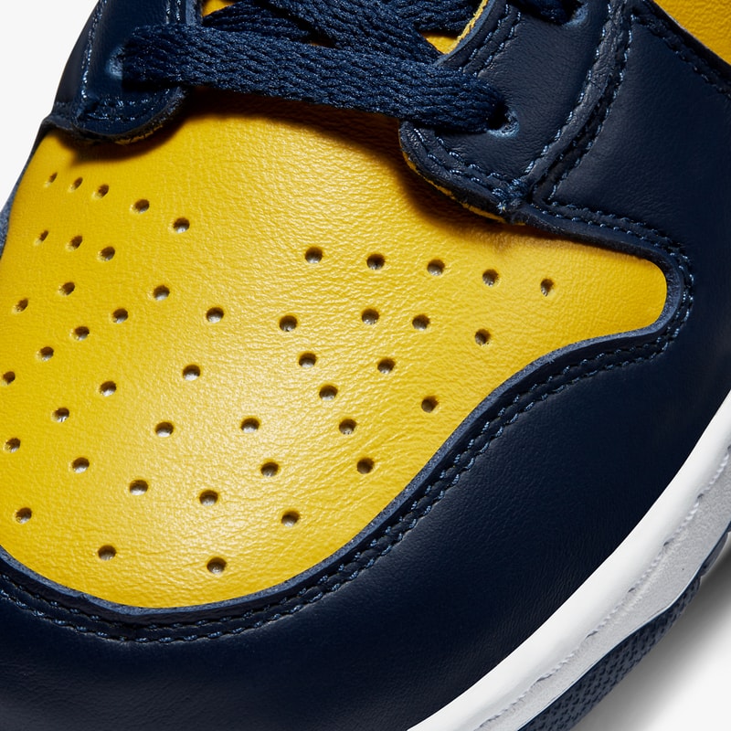 nike sportswear dunk high Michigan wolverines og varsity maize midnight navy white CZ8149 700 official release date info photos raffle price store list buying guide