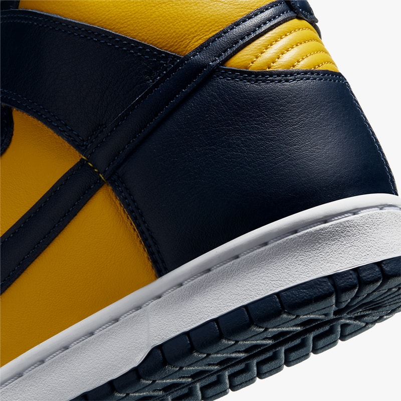 nike sportswear dunk high Michigan wolverines og varsity maize midnight navy white CZ8149 700 official release date info photos raffle price store list buying guide