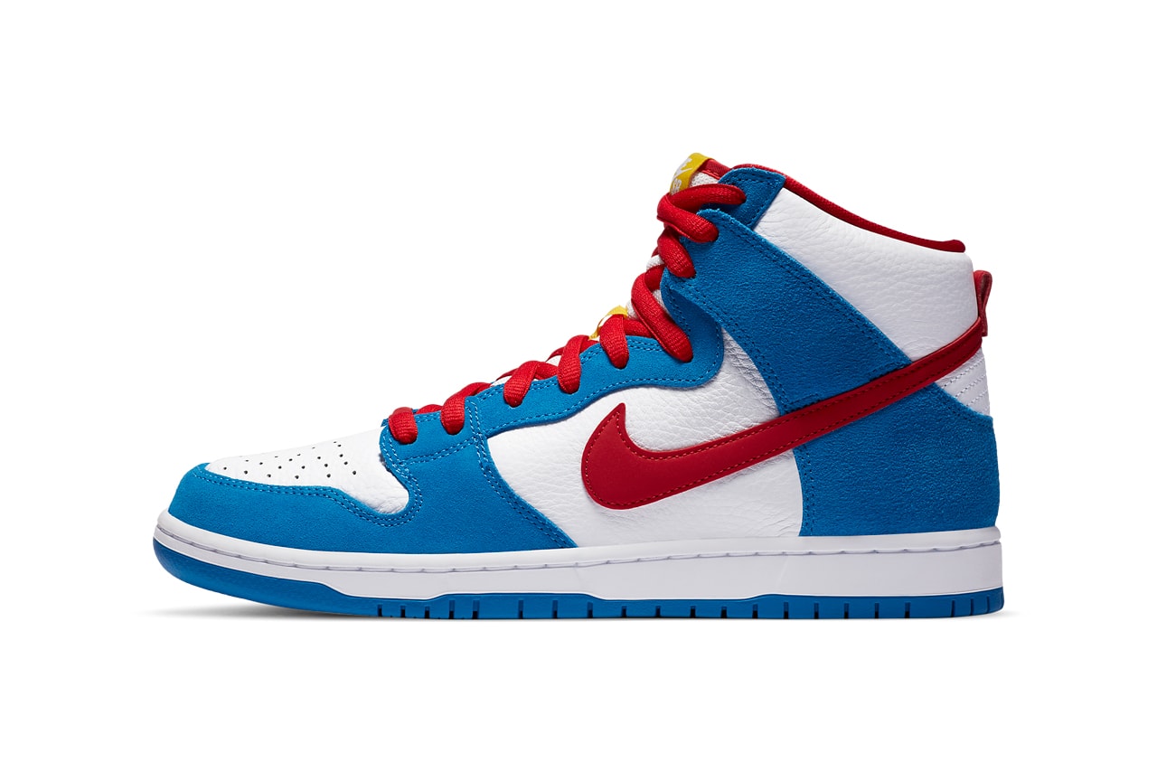 nike sb skateboarding dunk hi high doraemon light photo blue speed yellow university red white CI2692 400 official release date info photos price store list buying guide